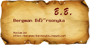 Bergman Bársonyka névjegykártya